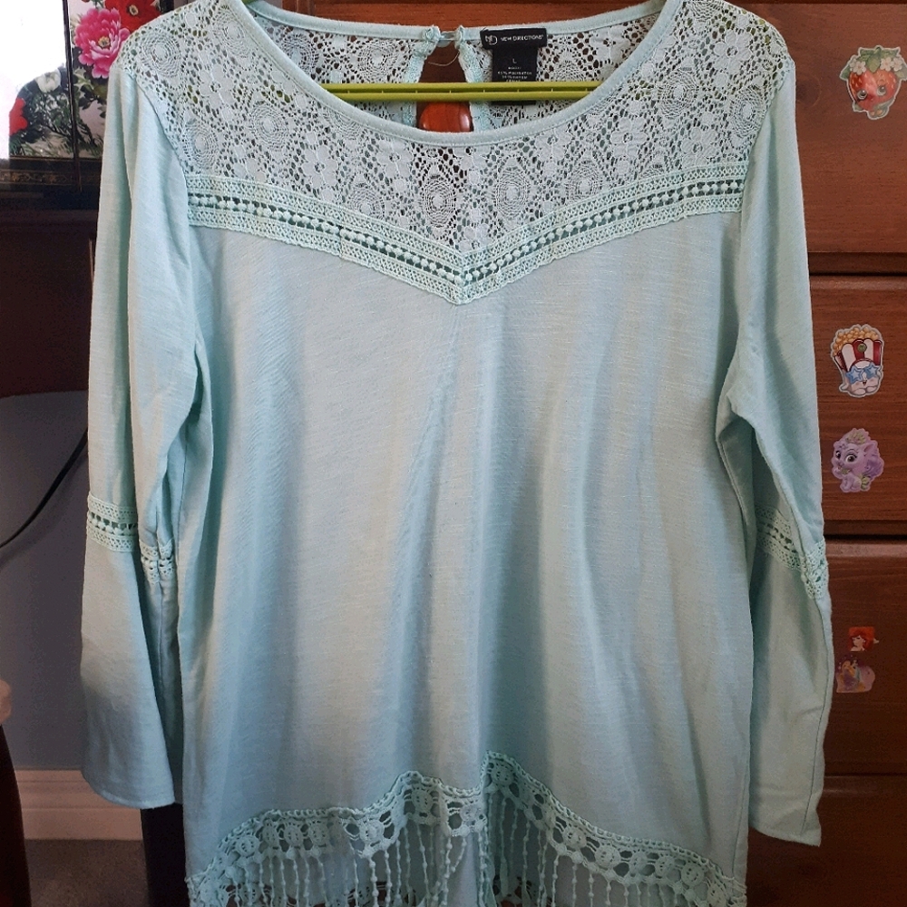 New Directions Large Aqua blouse